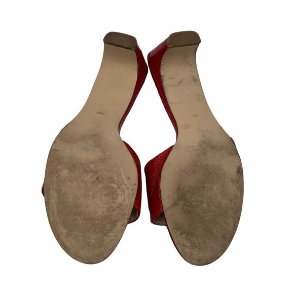 Ann Marino Red Leather Block Heel Slide Sandals Size 9 1/2 Women’s - Picture 9 of 11